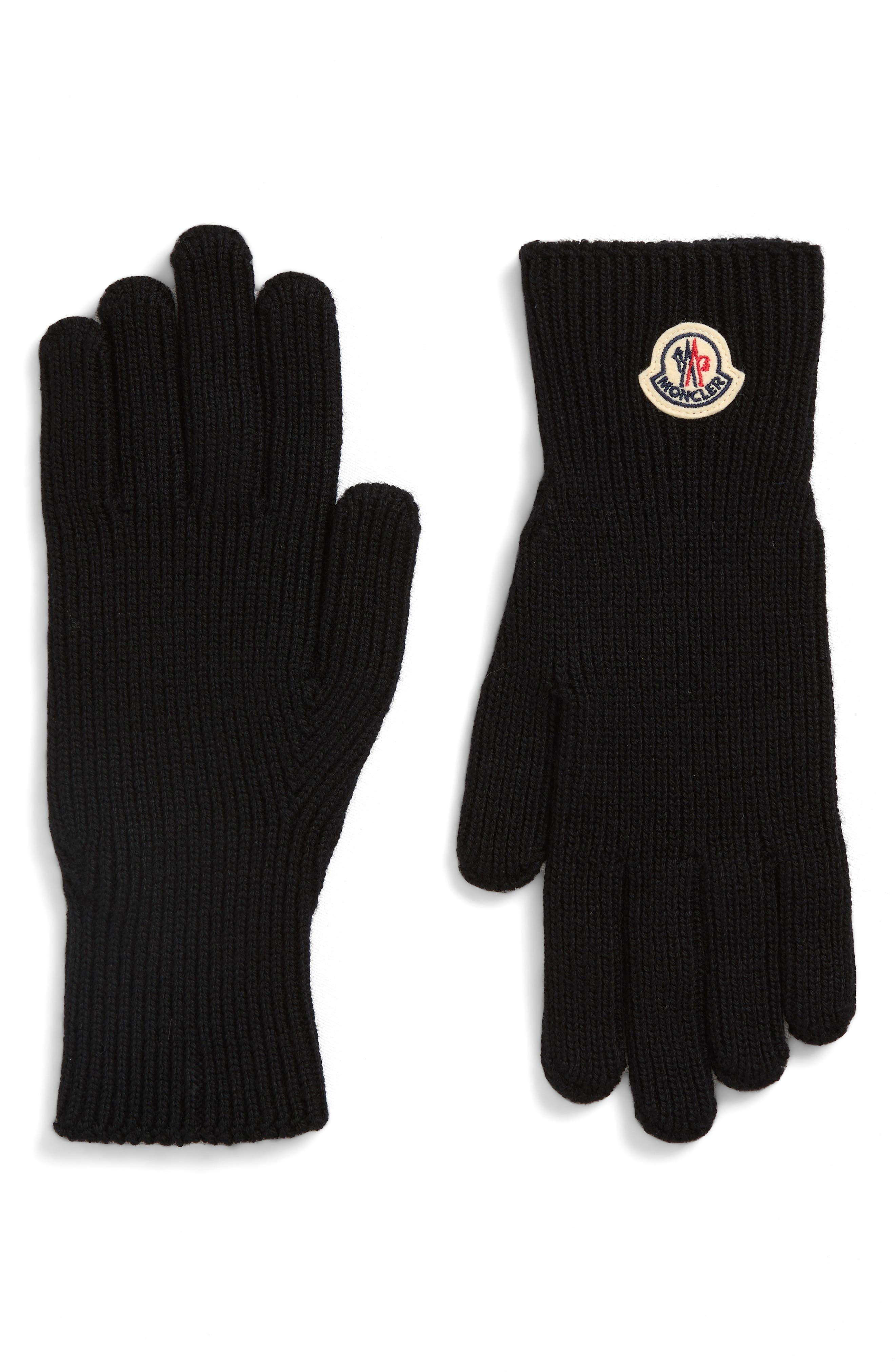 Moncler Virgin Wool Gloves in Black at Nordstrom - 1