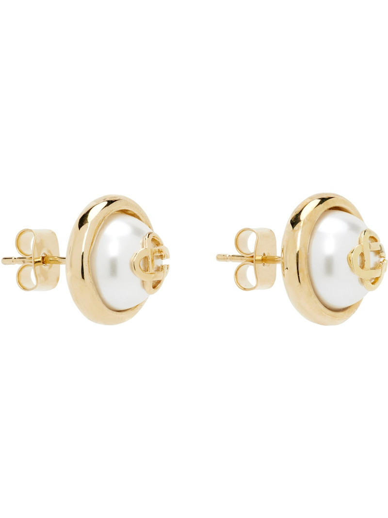 CASABLANCA Pearl Logo Stud Earrings outlook