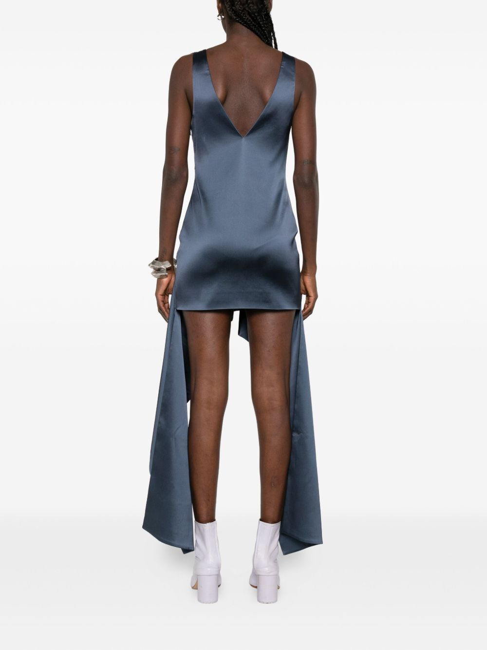 V-neck draped-hem dress - 4