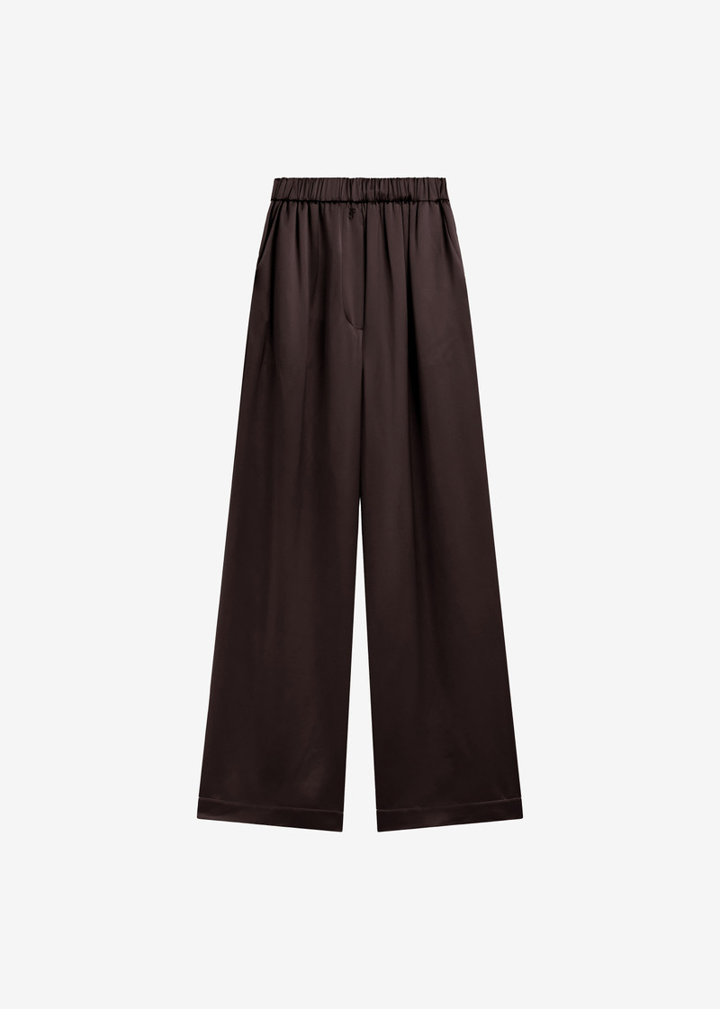 Mirca Satin Elastic Pants - Brown 1