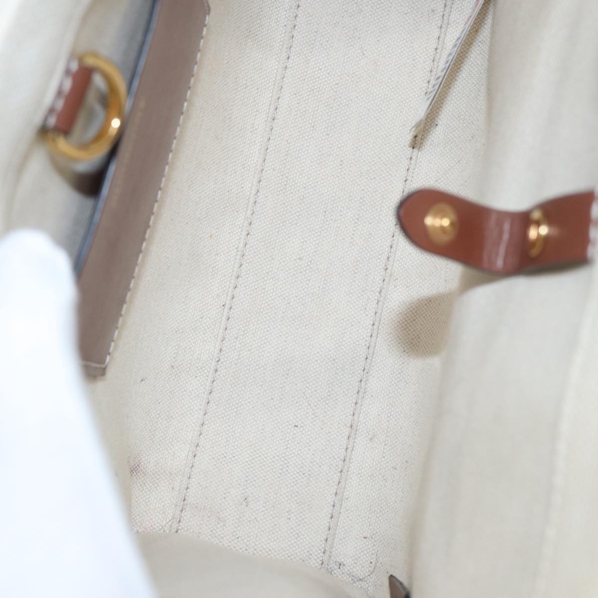 Burberry Hand Bag Canvas Leather Beige - 12