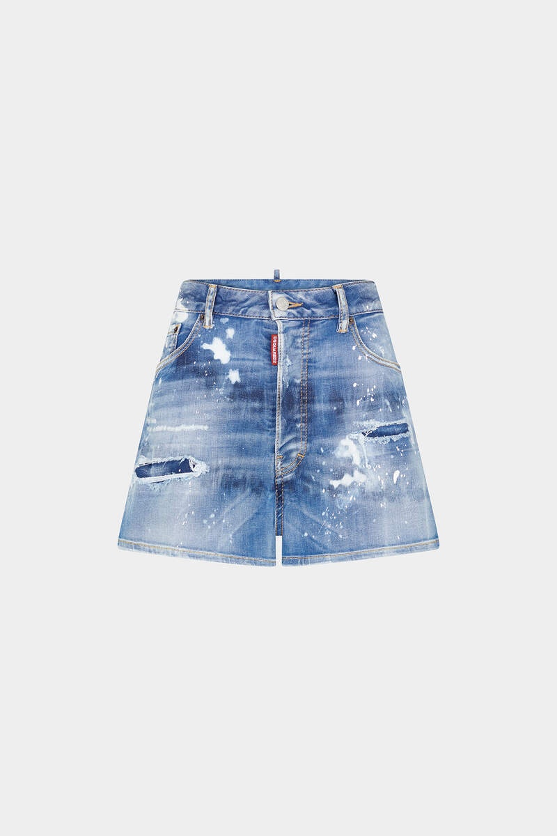 MEDIUM WORN OUT BOOTY WASH DENIM SHORTS - 1