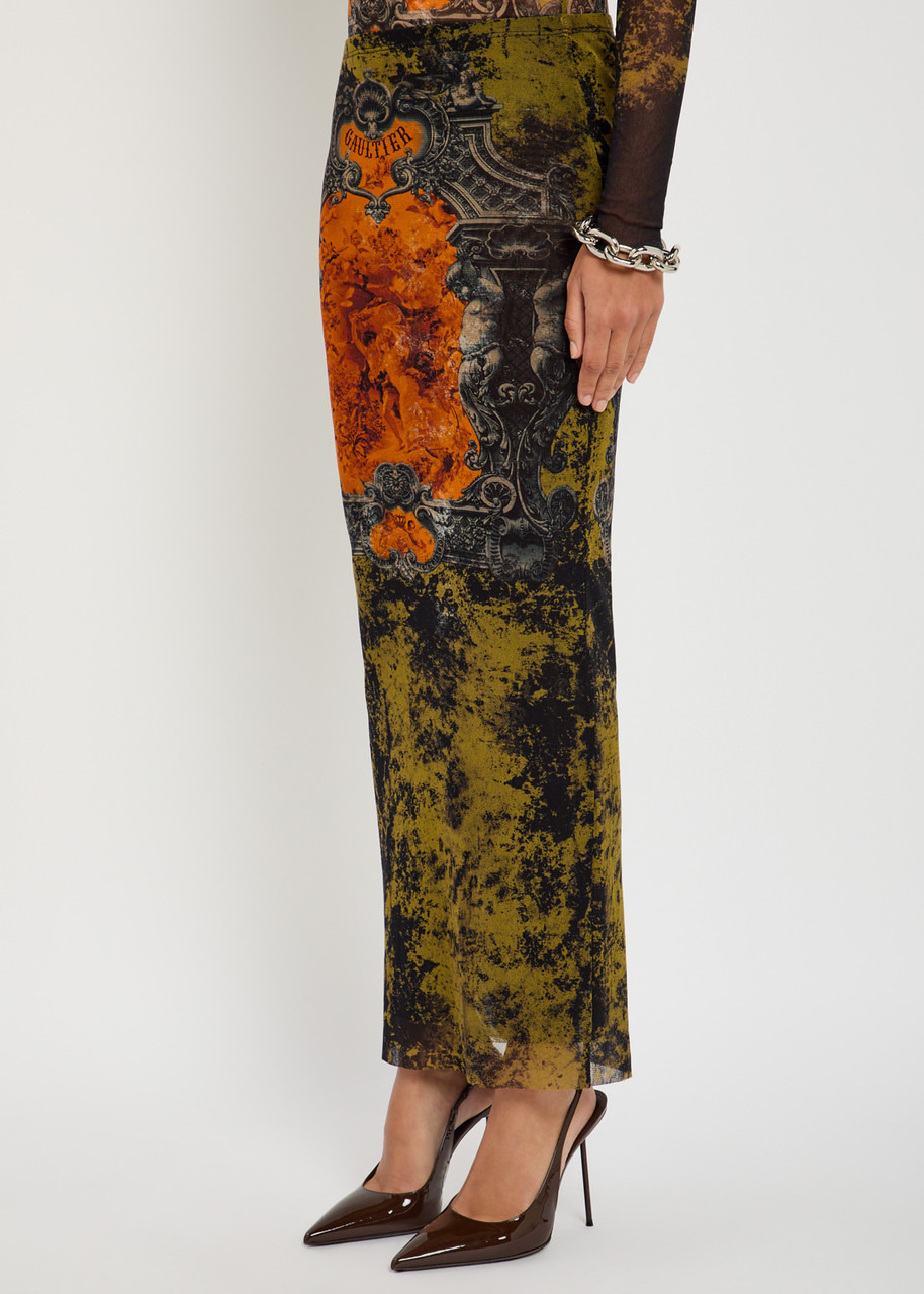 Jean Paul Gaultier Printed Mesh Midi Skirt - 2