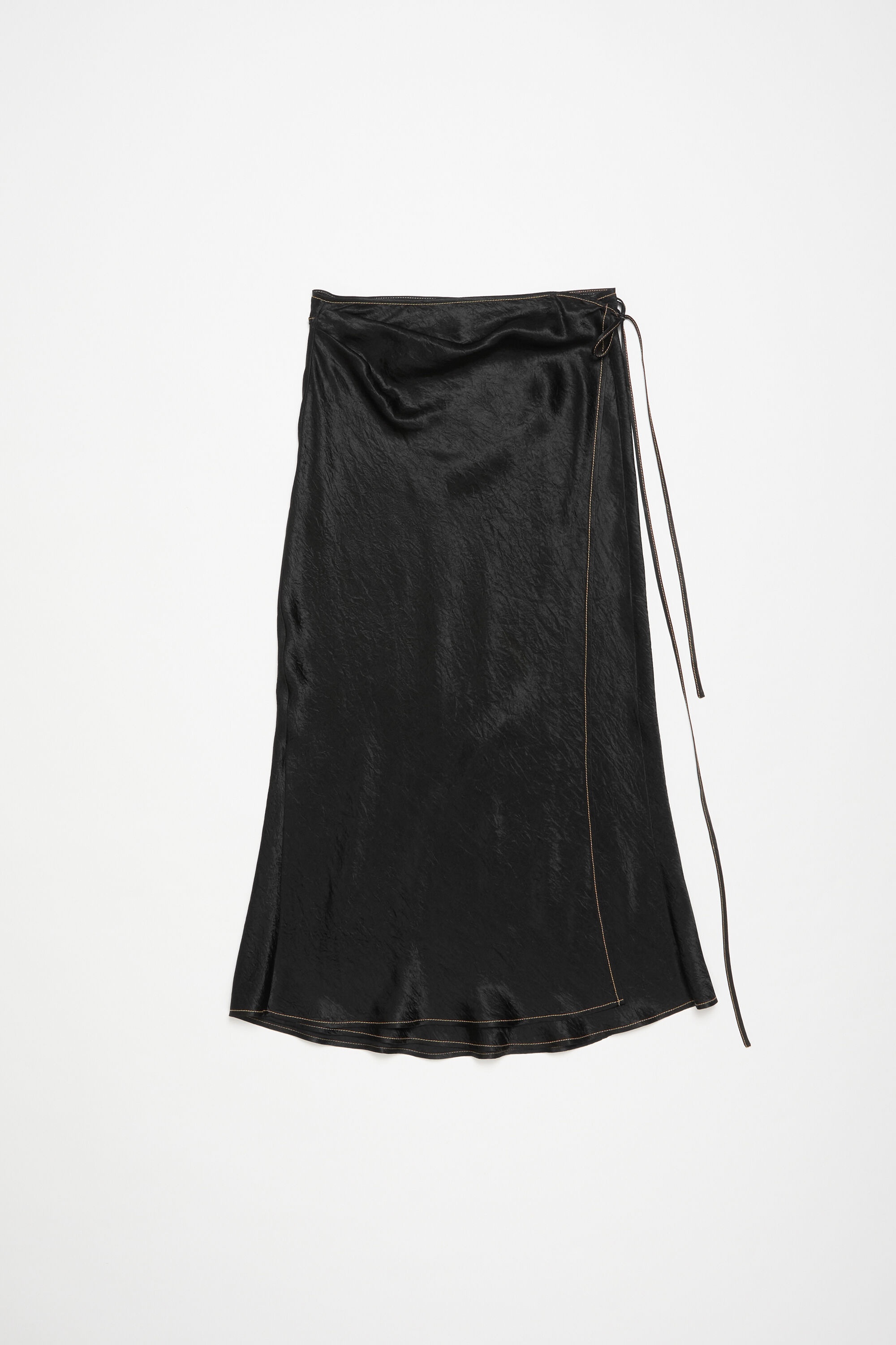 Satin wrap skirt - Black - 6
