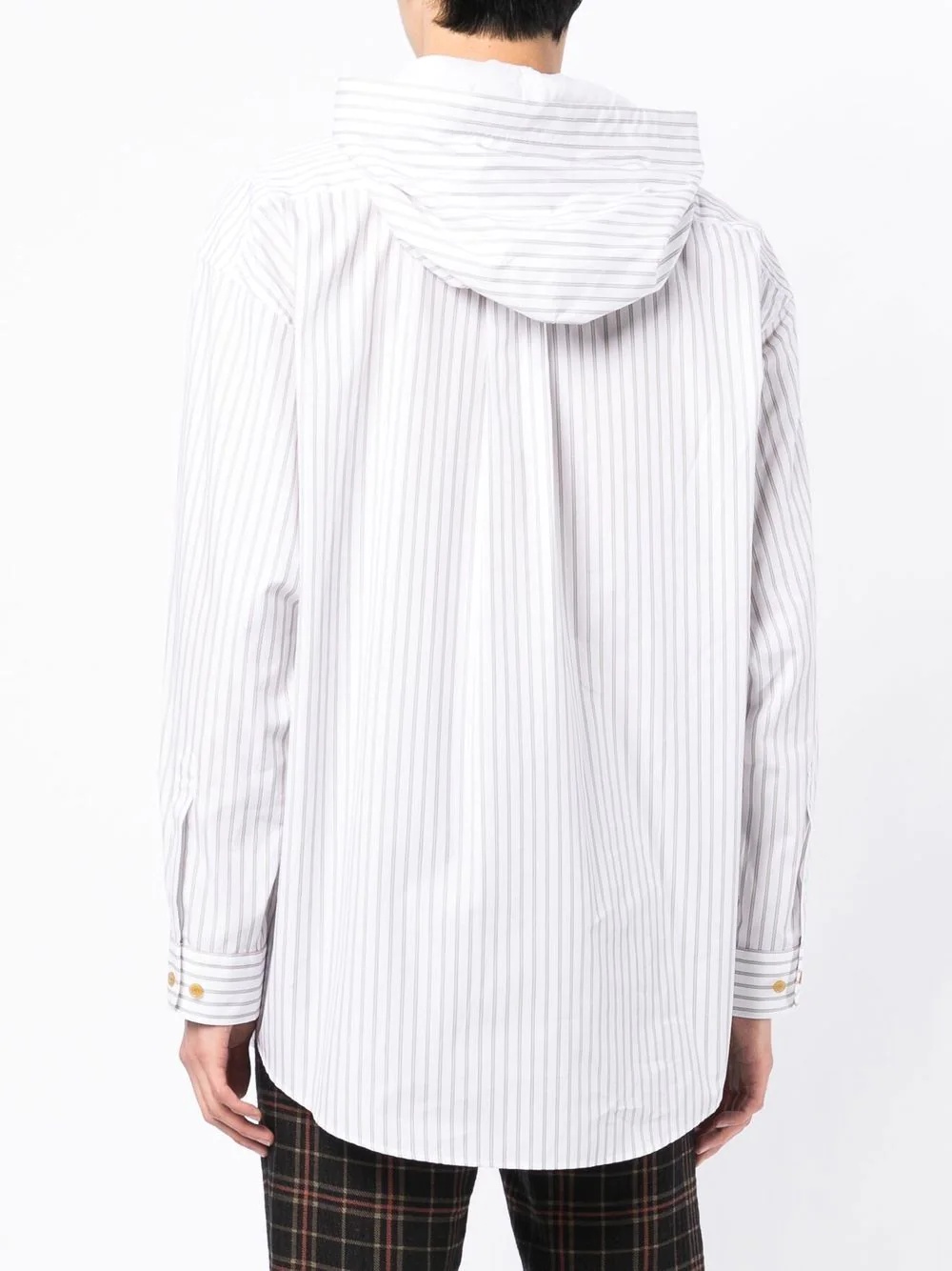 hooded stripe-print shirt - 4