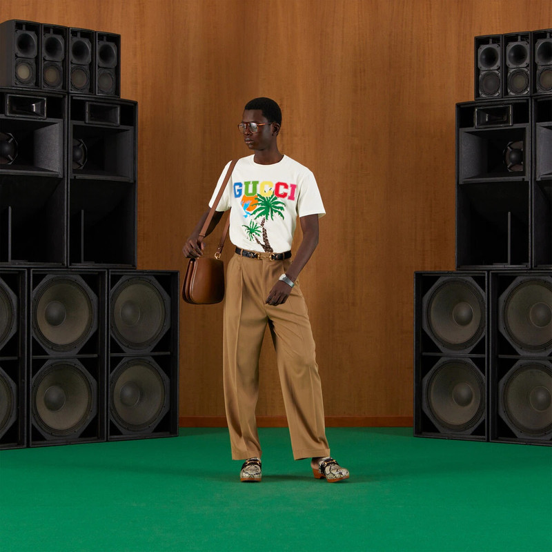 GUCCI Cotton jersey T-shirt with Gucci palms outlook