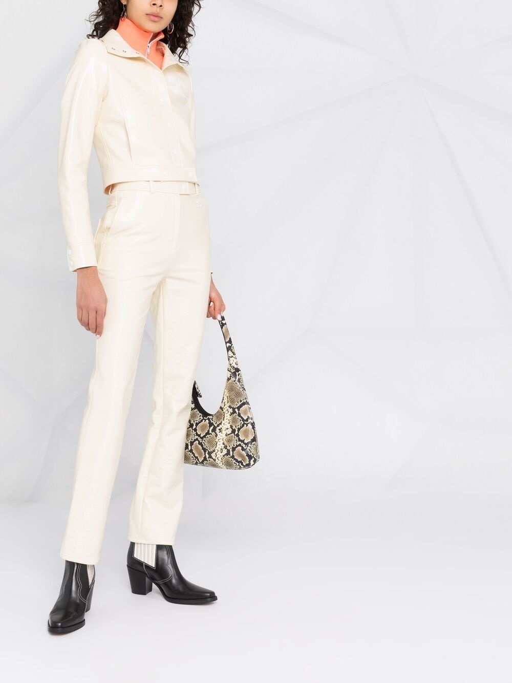 slim-cut vinyl trousers - 4