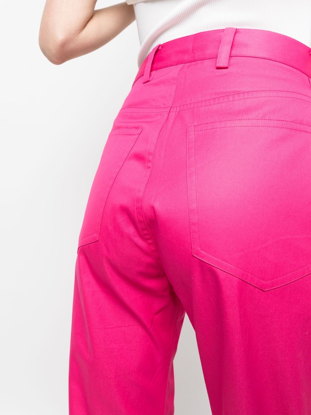 straight-leg cropped cotton trousers - 5