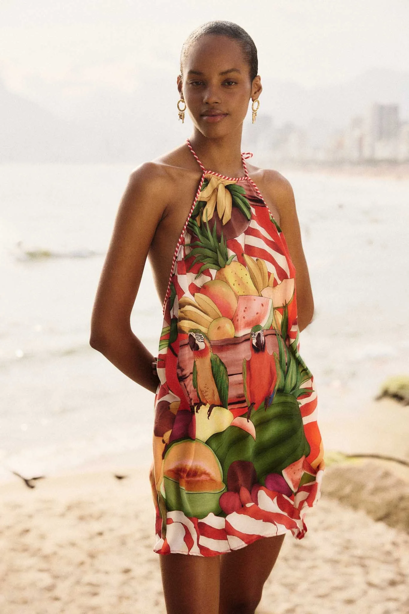 Multicolor Tropical Rope Ties Mini Dress - 1