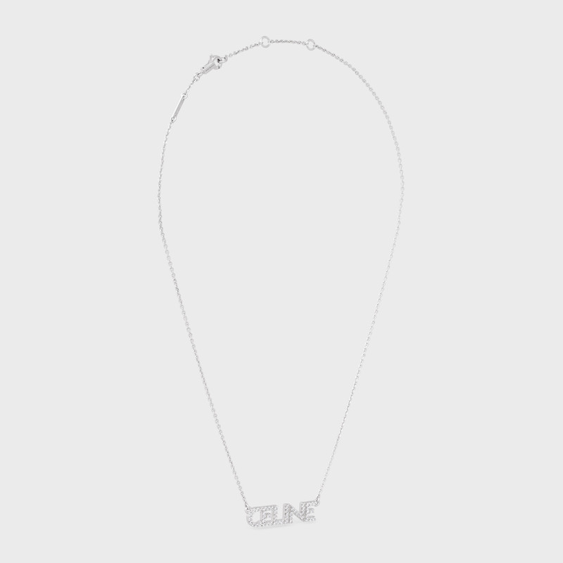Celine Monochroms Strass Necklace in Brass with Rhodium Finish and Crystals 3