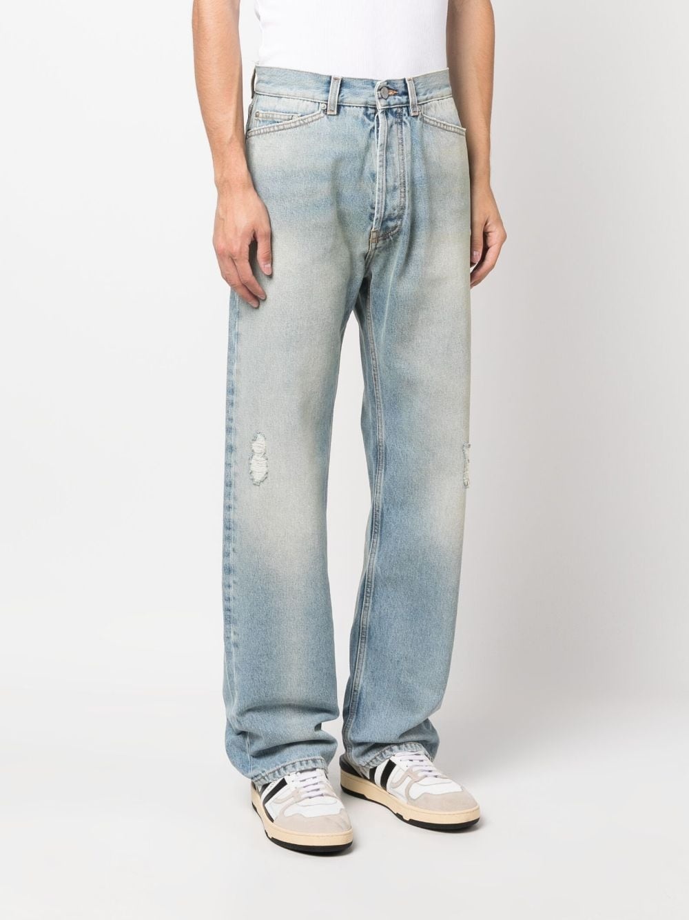 distressed straight-leg jeans - 3