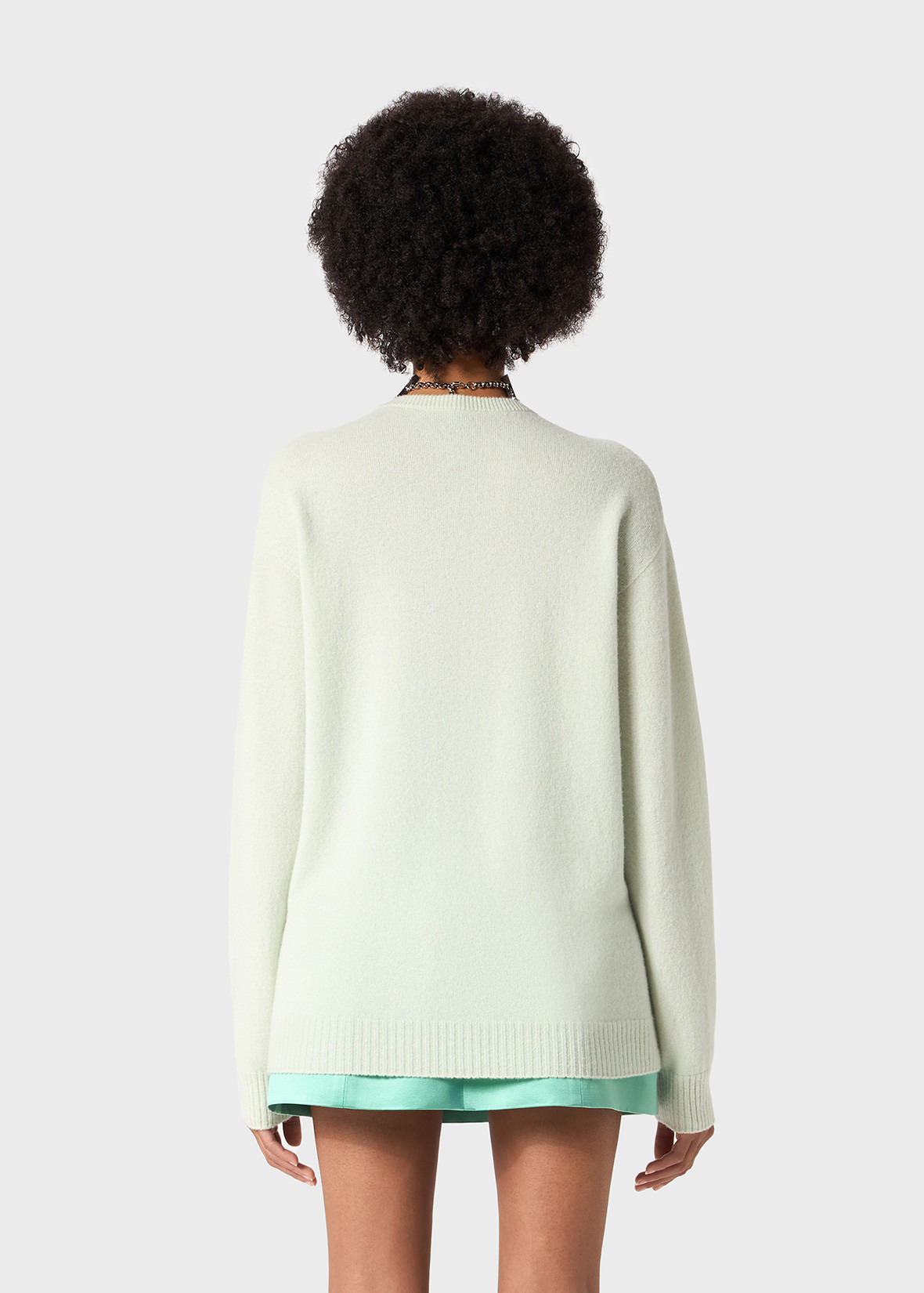 CASHMERE SWEATER WITH BLUMARINE RHINESTONE LOGO - 4