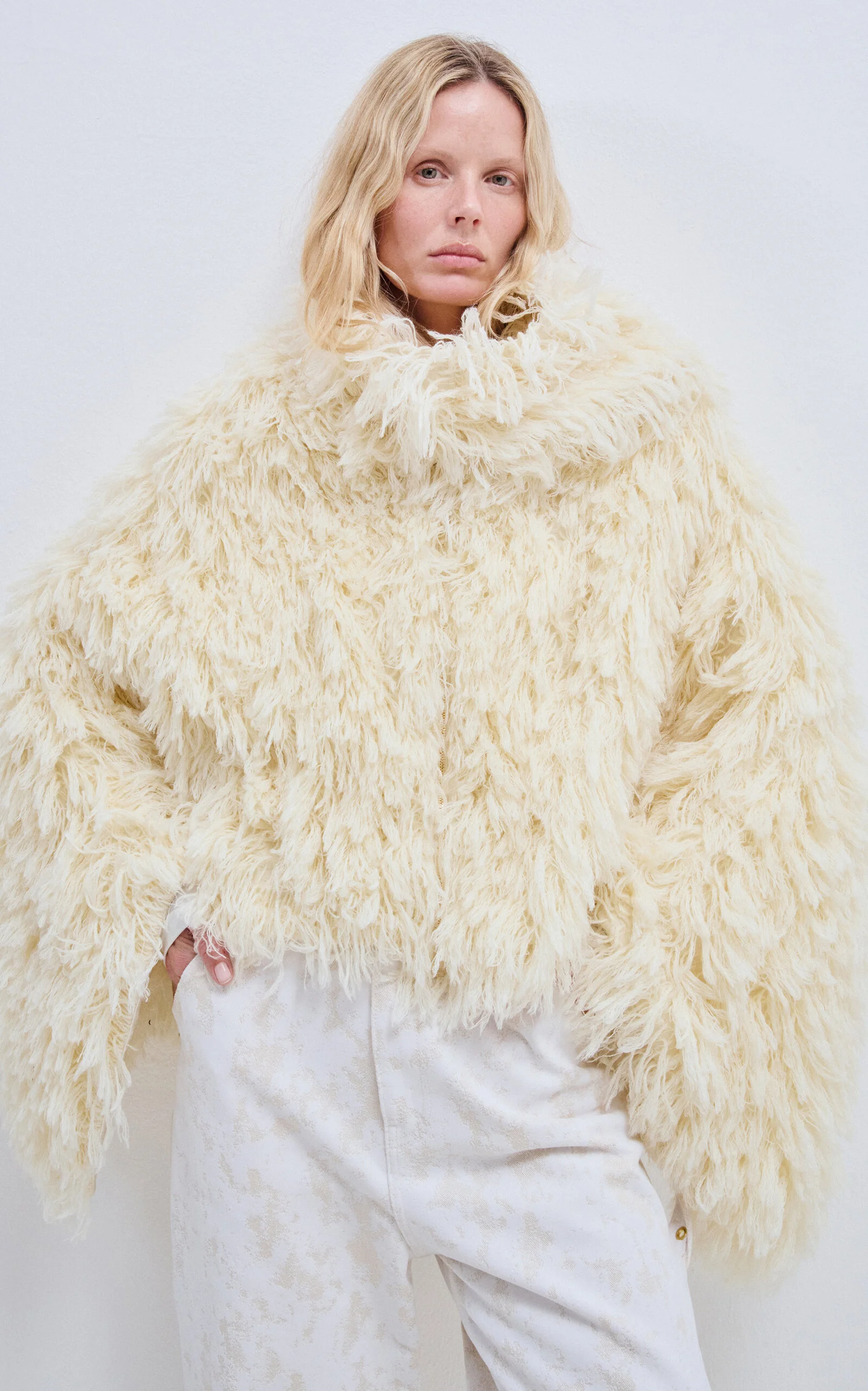 Christy Wool Fil Coupé Cape off-white - 1