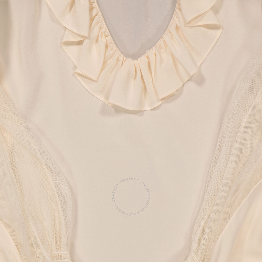 Stella McCartney Ladies Knit Tops Tops White Ruffle Top Cut Shld, Brand Size 40 (US Size 6) - 5