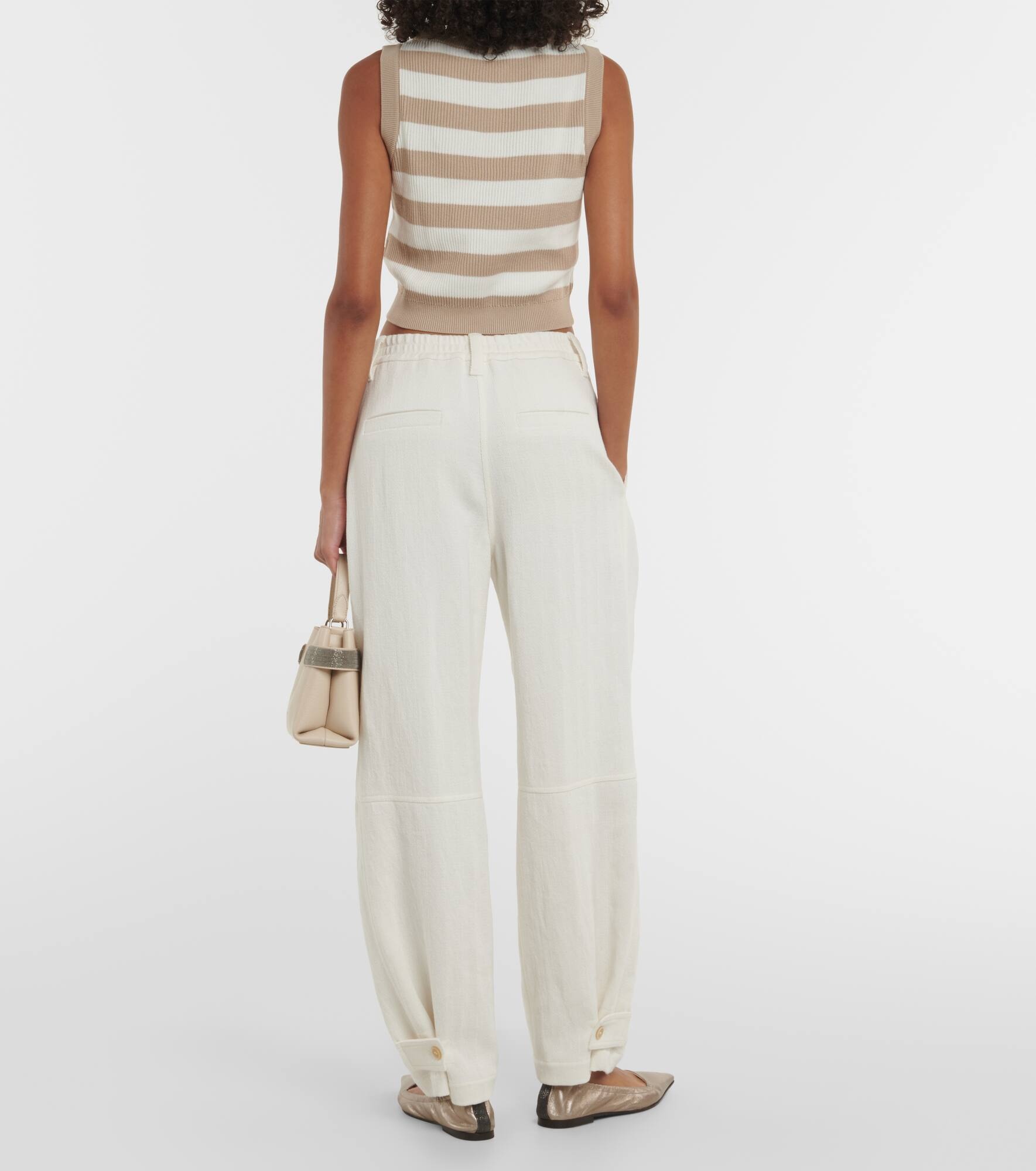 Herringbone cotton and linen straight pants - 3