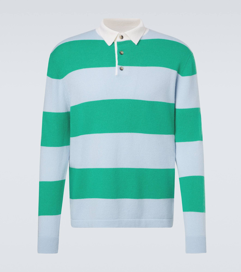 Striped wool and cashmere polo sweater 1