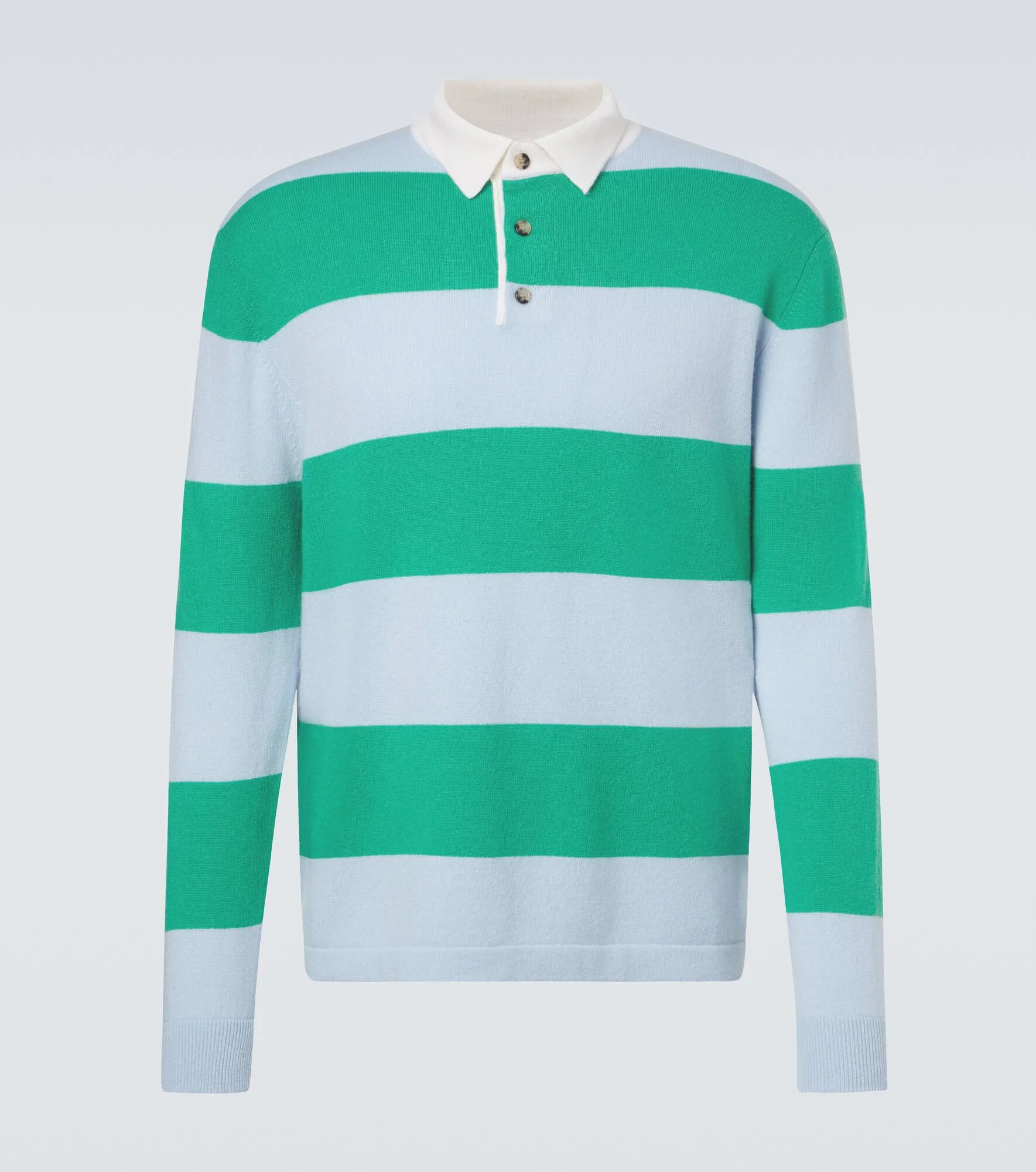 Striped wool and cashmere polo sweater - 1