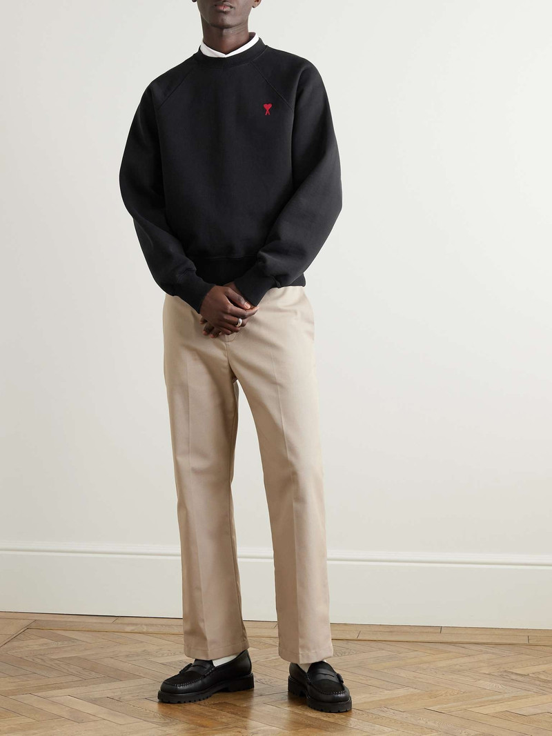 AMI Paris Logo-Embroidered Cotton-Blend Jersey Sweatshirt outlook