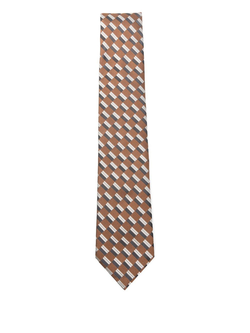 geometric-pattern silk tie 1