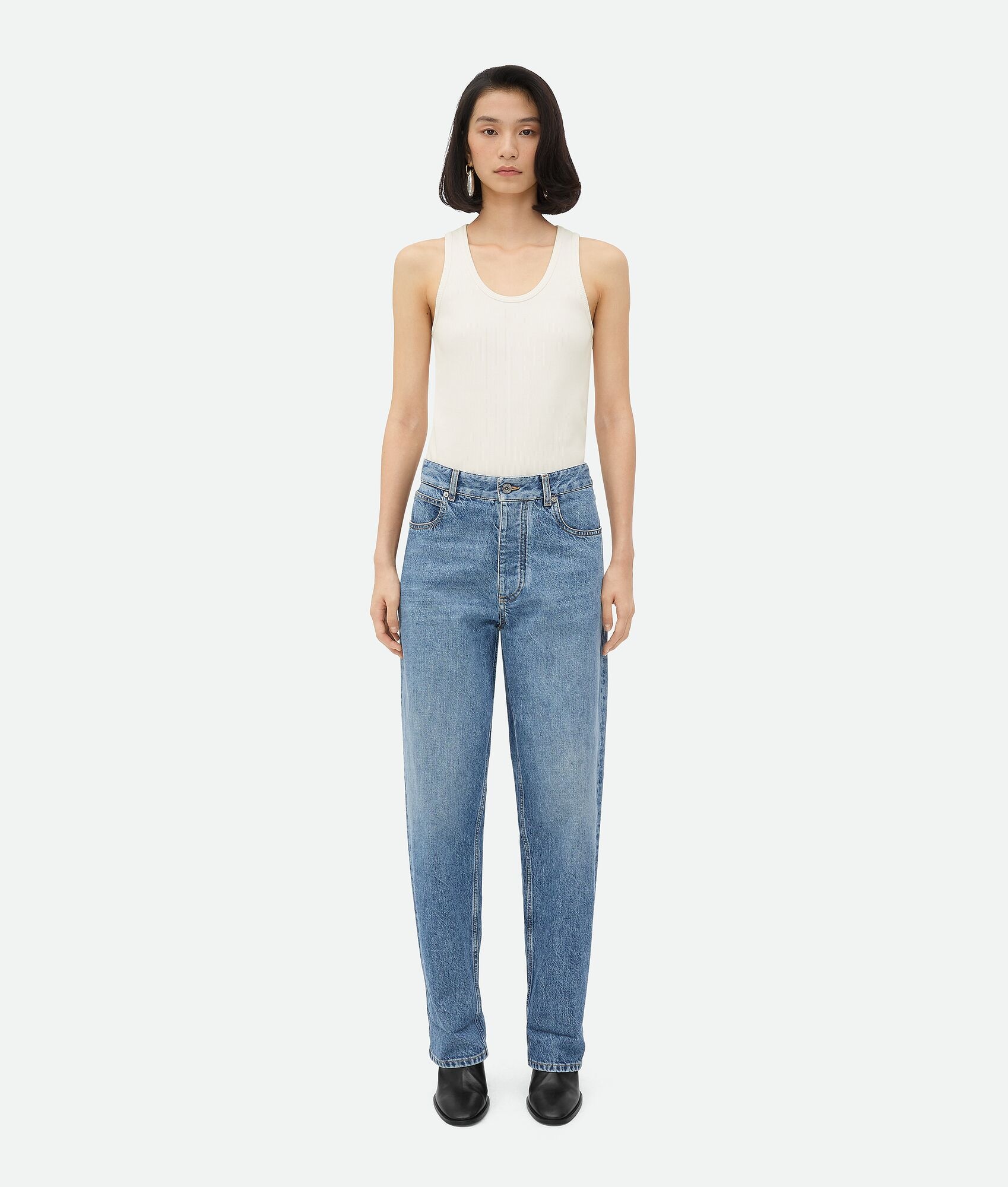 Vintage Indigo Turned Up Jeans - 4