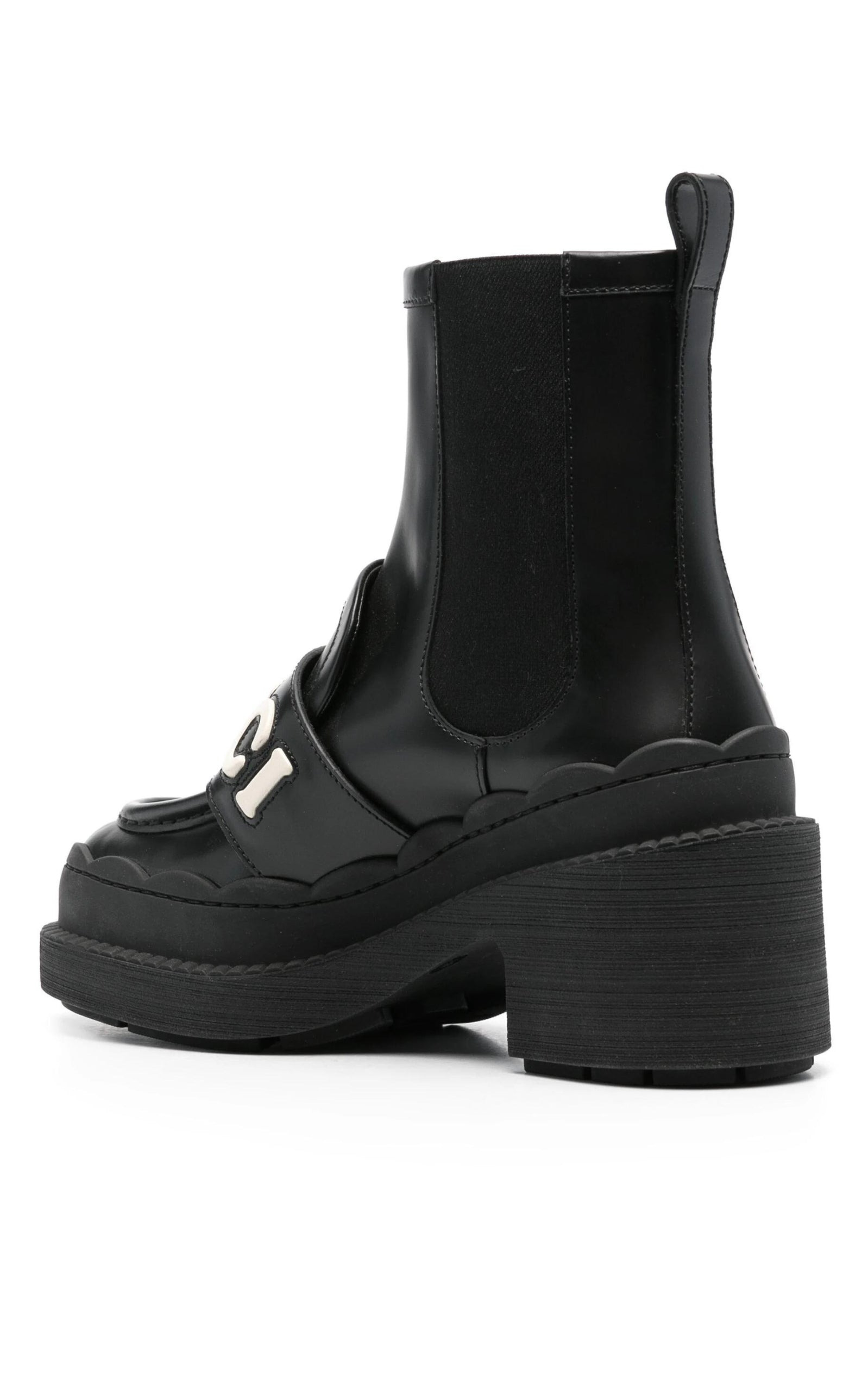 Ornella Logo-Appliqué Leather Ankle Boots - 3