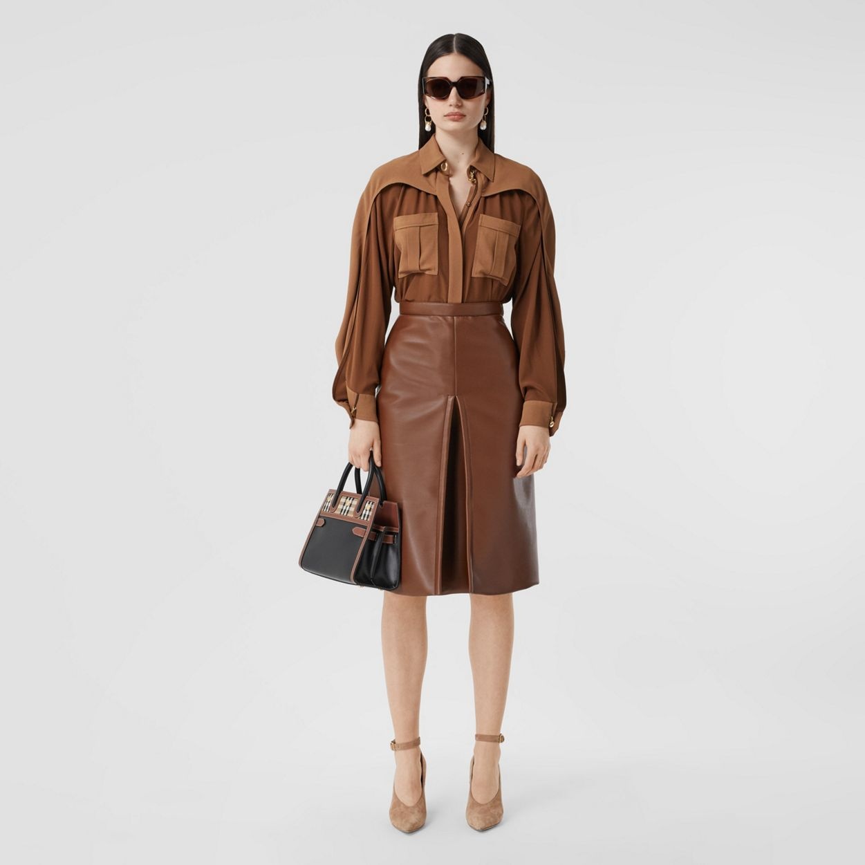 Mini Leather and Vintage Check Two-handle Title Bag - 6