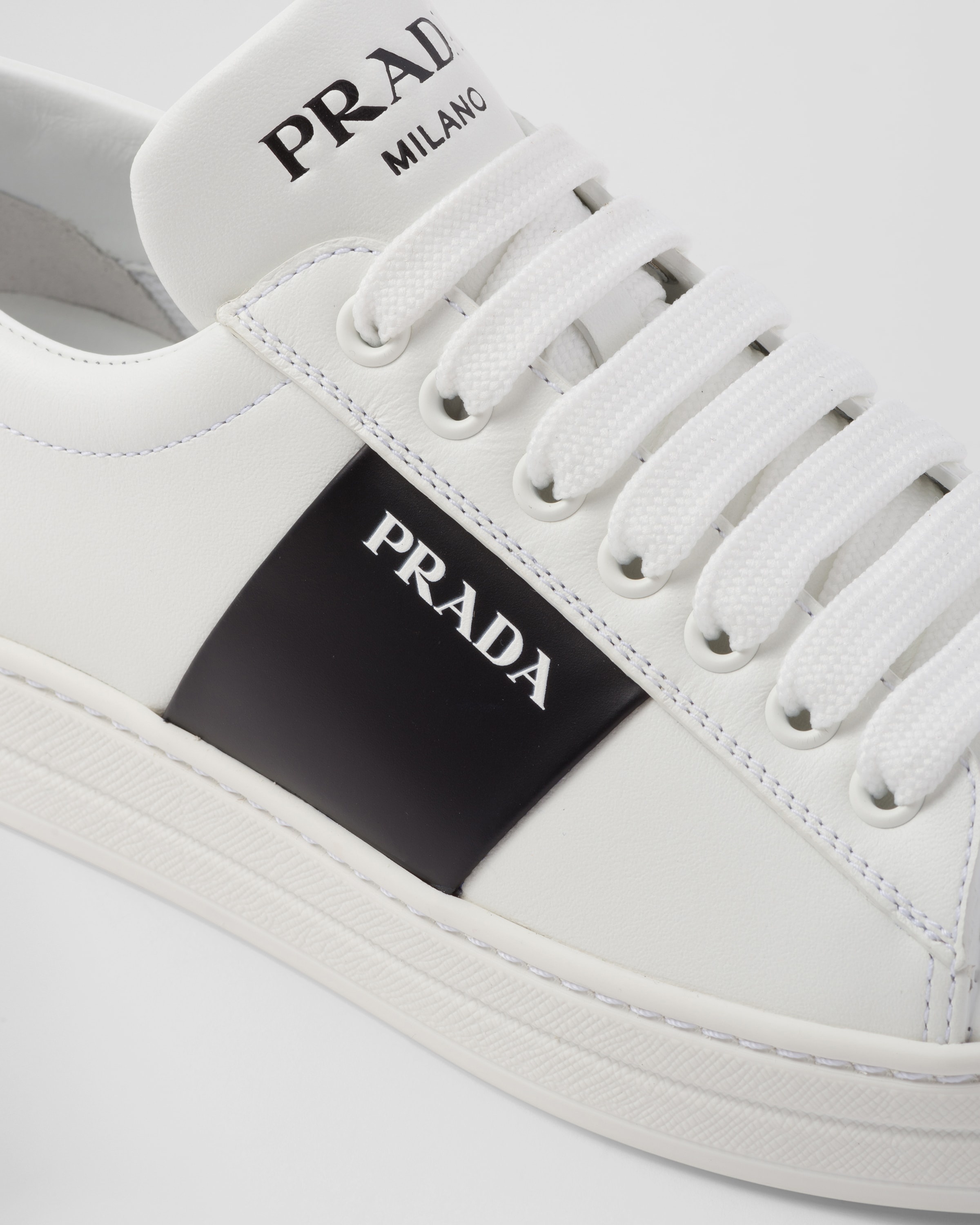 Leather laced sneakers with logo - 5