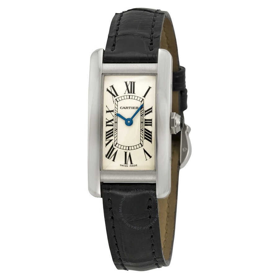 Pre-owned Cartier Tank Americaine Silver grained Dial Ladies Watch W2601956 - 1