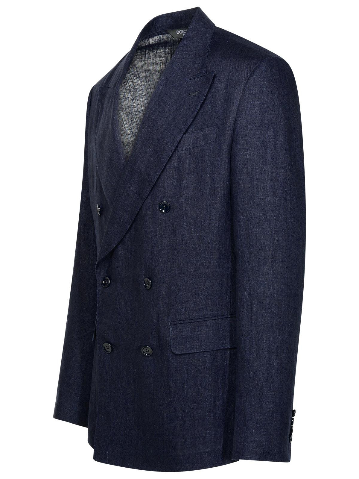 Dolce & Gabbana Navy Linen Blazer Men - 2