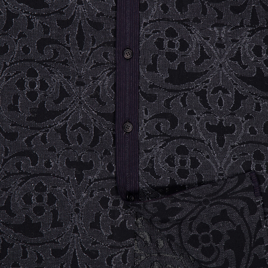 Yohji Yamamoto Men's A-Jq Cotton Blend Shirt - 5