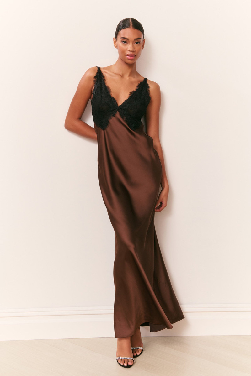 LoveShackFancy Iridia Satin Maxi Slip Dress outlook
