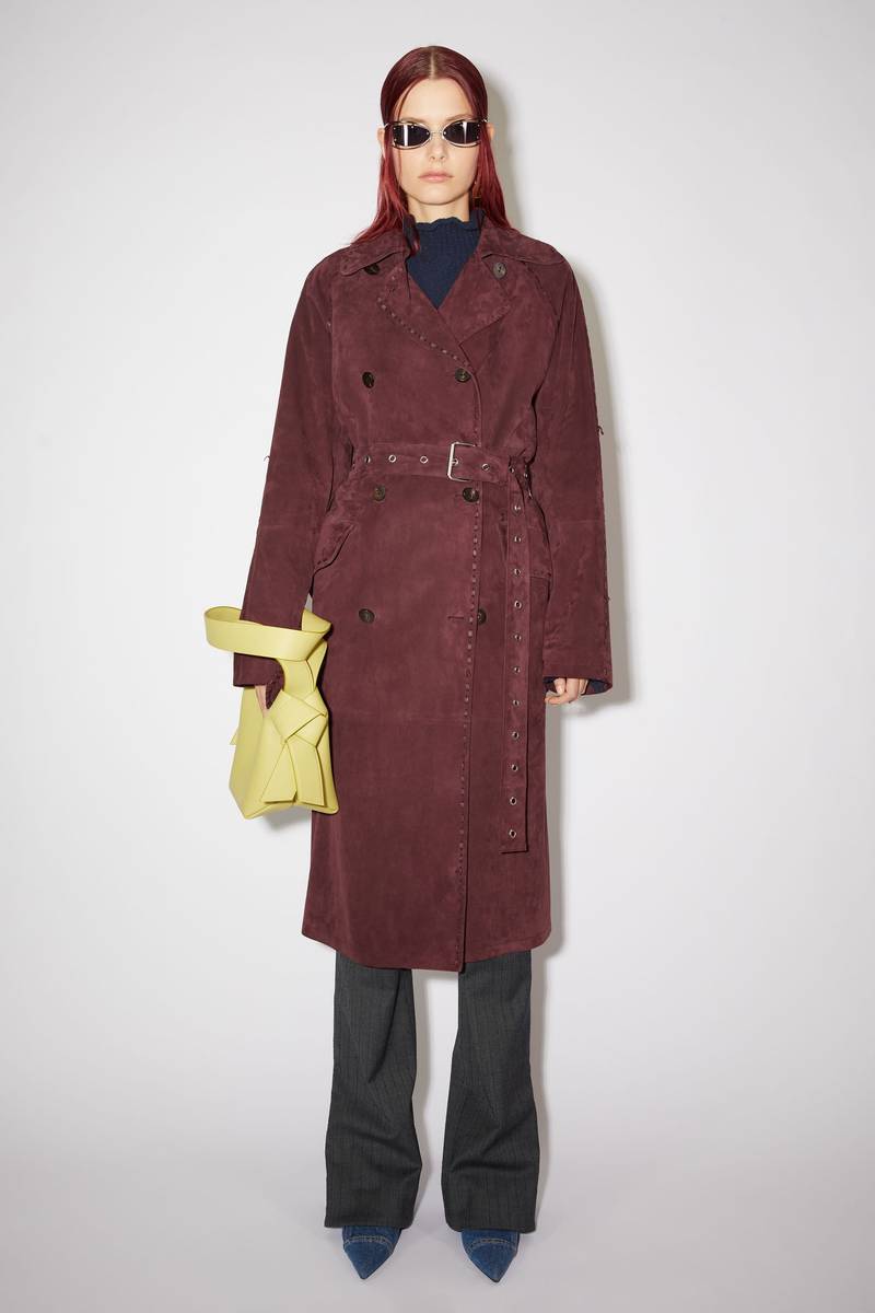 Acne Studios Suede coat - Aubergine purple outlook