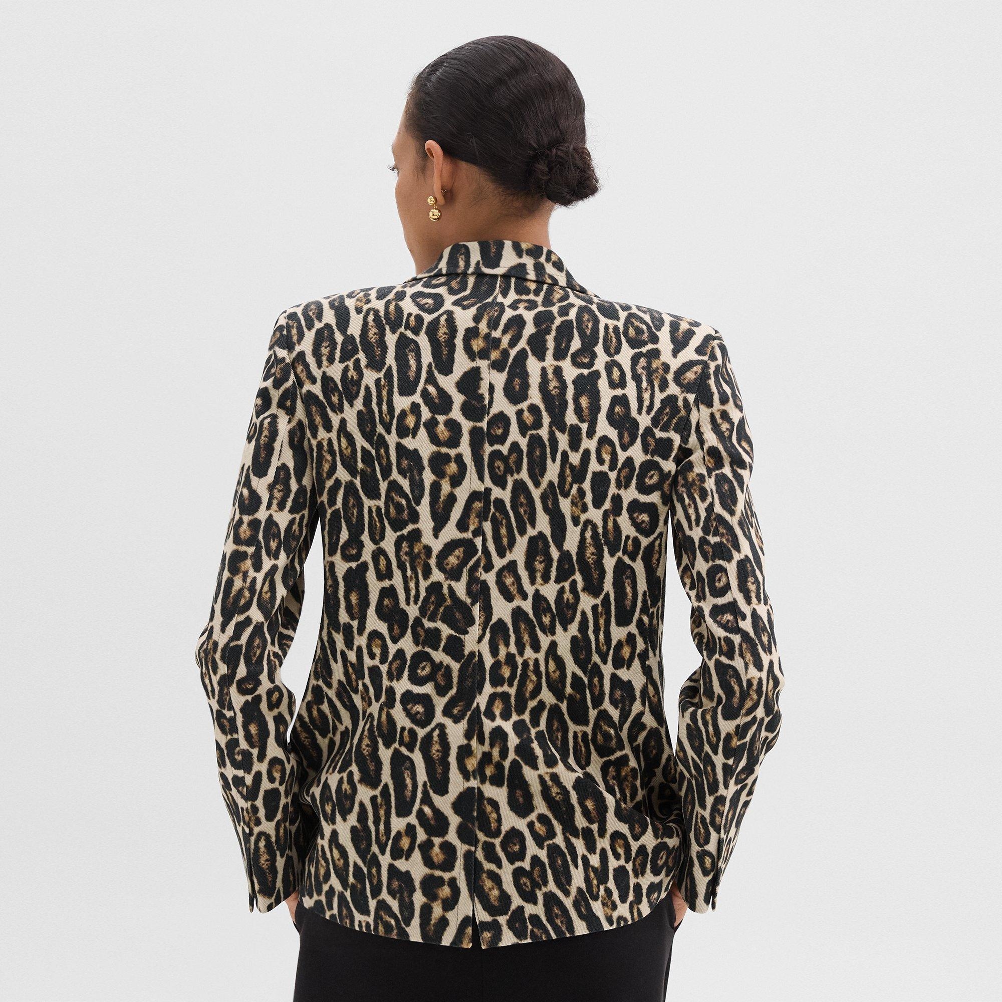 Tailored Blazer in Stretch Leopard Wool - 4