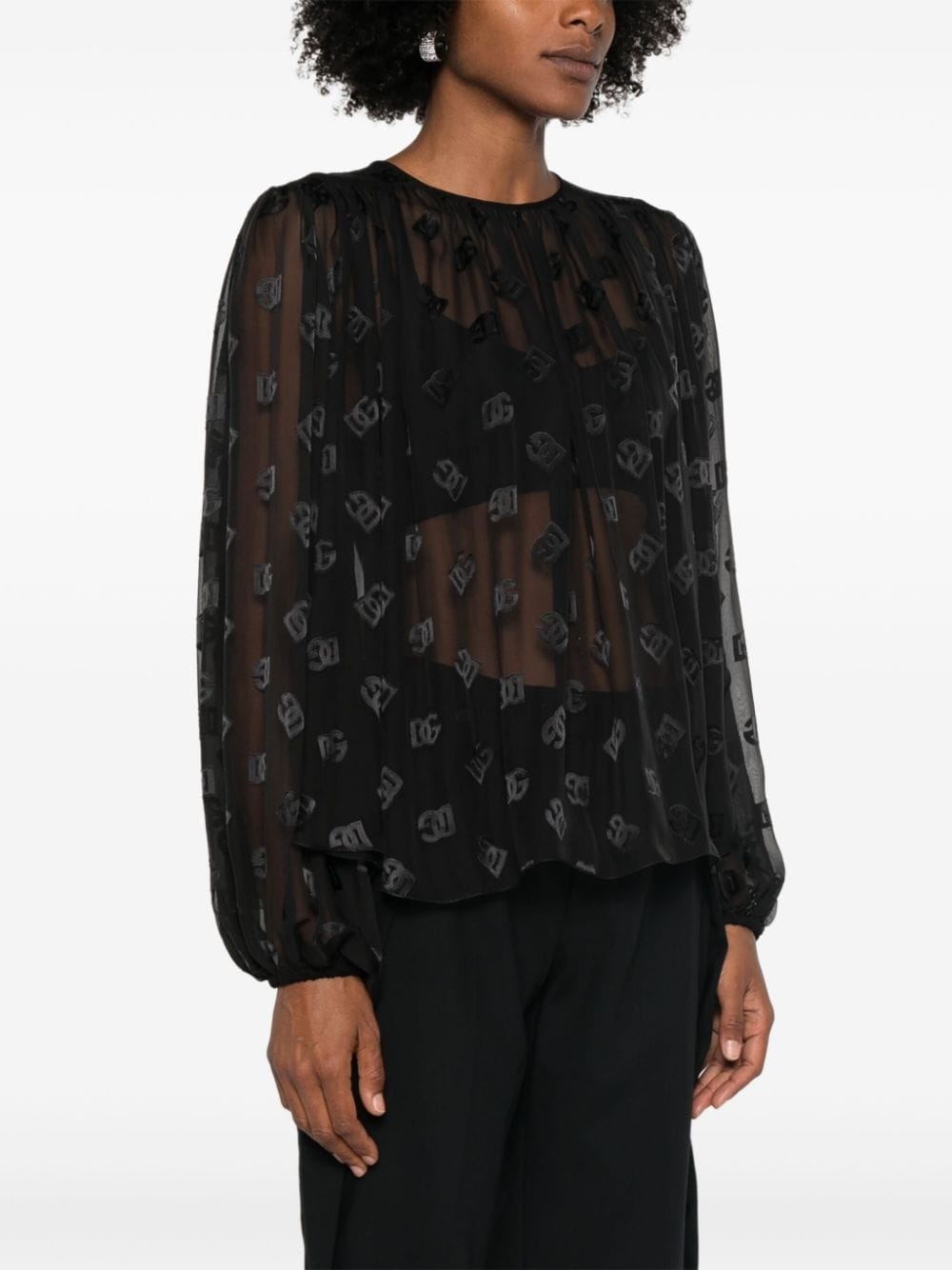 monogram-dévore blouse - 3