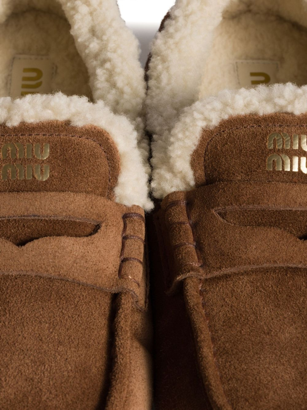 logo-detail suede loafers - 4