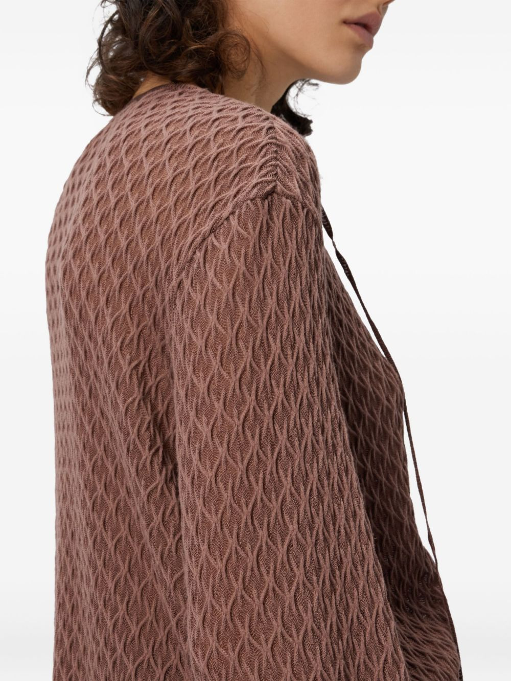 textured tie-neck top - 4