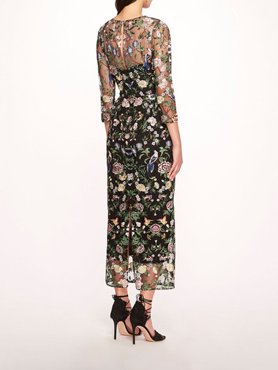 Marchesa LONG BOTANICAL EMBROIDERED MIDI DRESS outlook