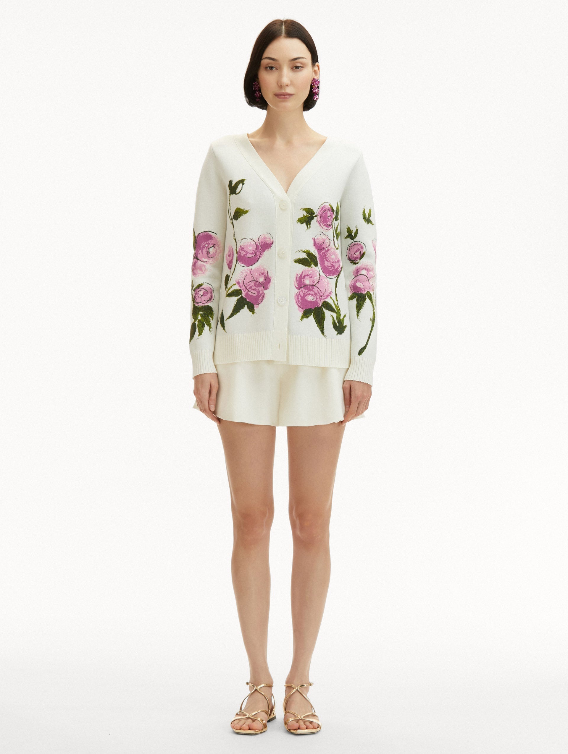 PAINTED ROSES JACQUARD CARDIGAN - 3