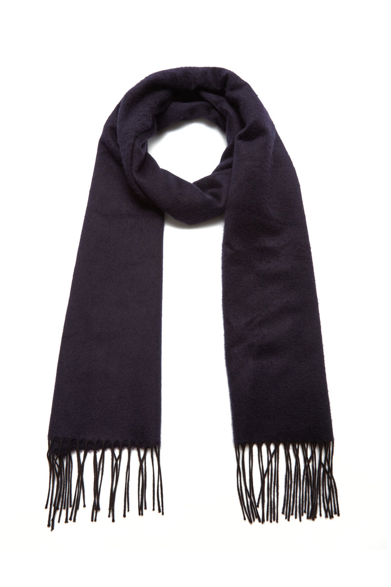 Blaine Fringe Scarf in Dark Navy Silk Cashmere 3