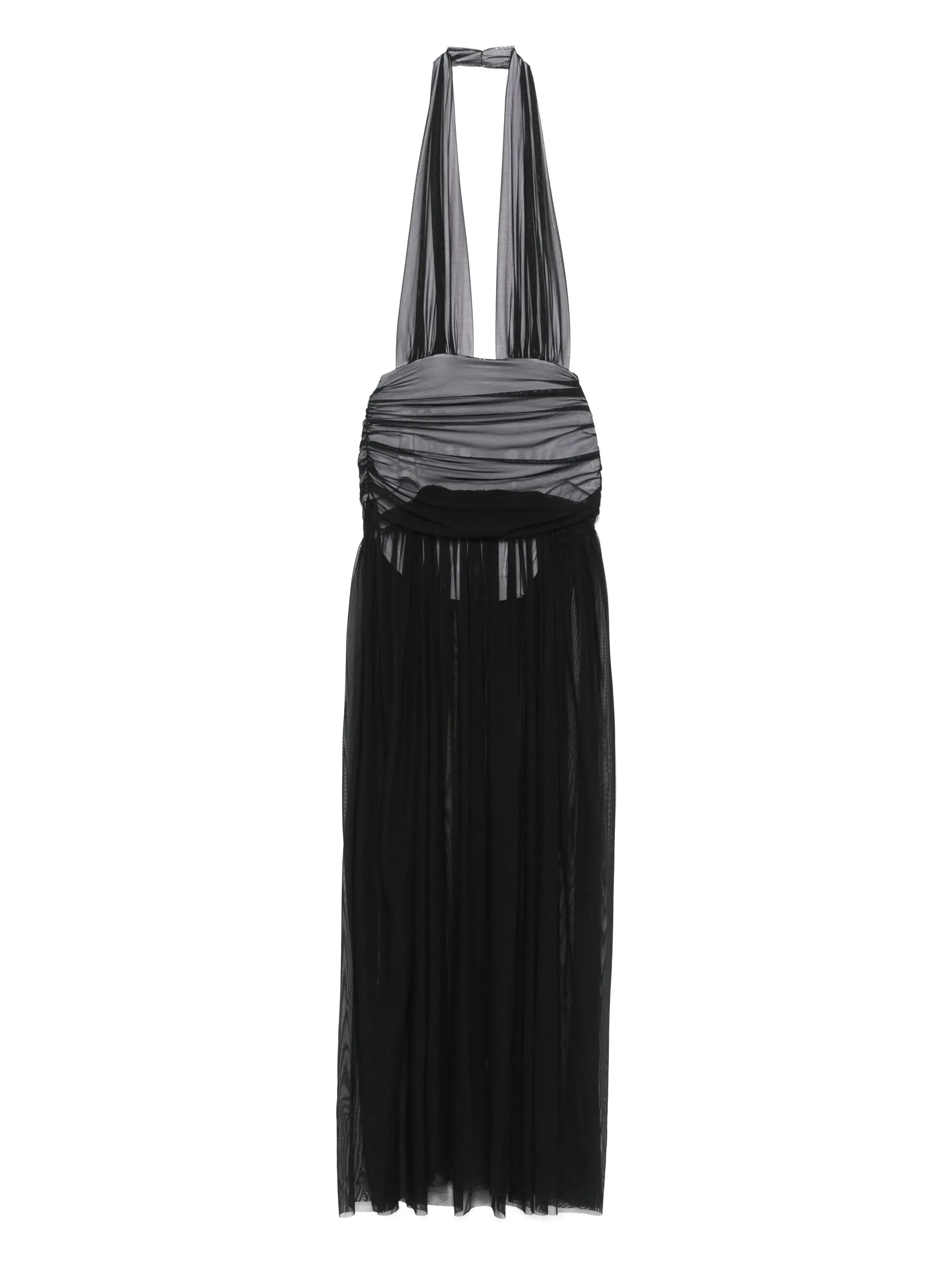 halterneck shirred maxi dress - 1