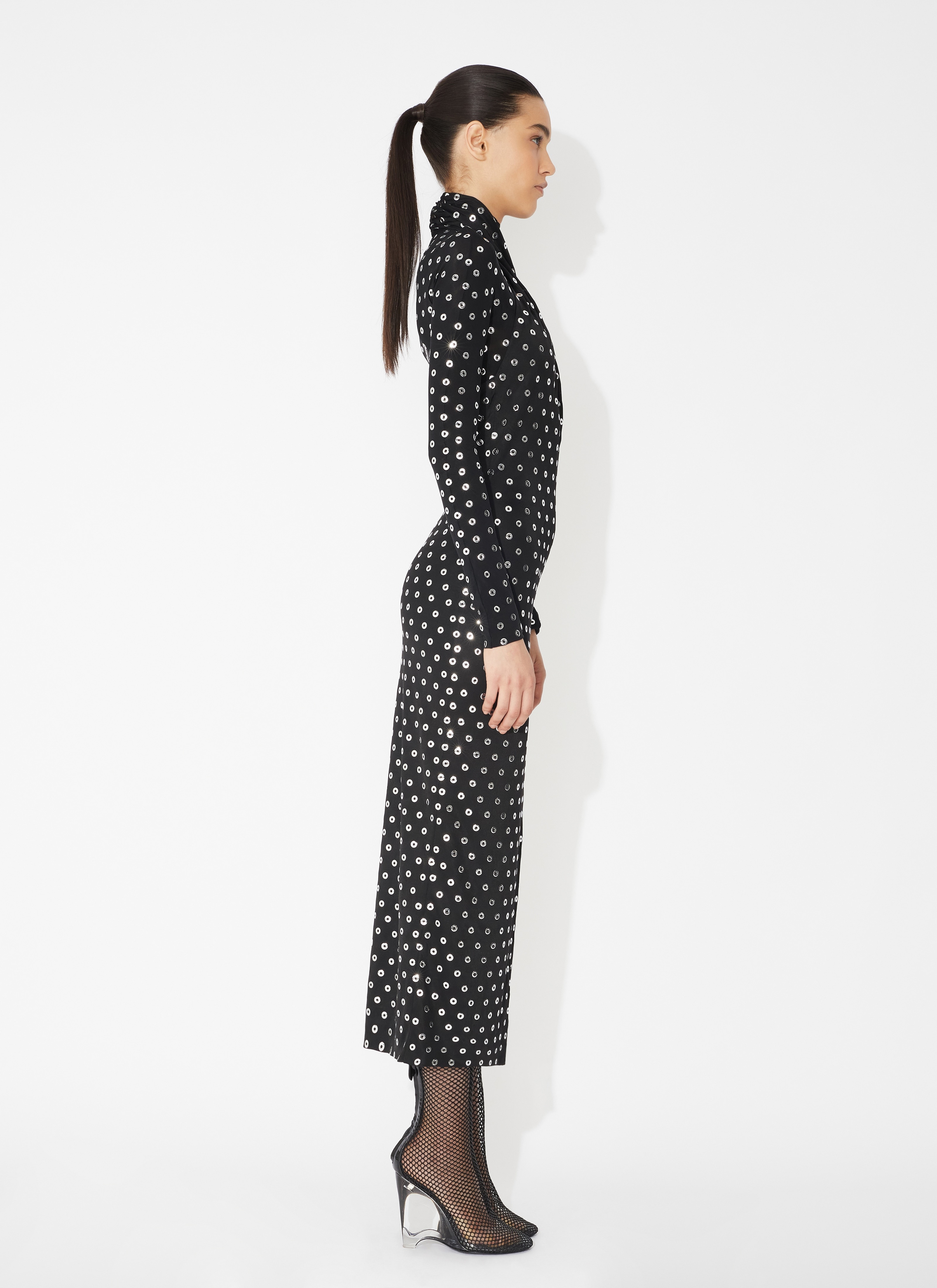 FLUID EYELET JERSEY DRESS - 4