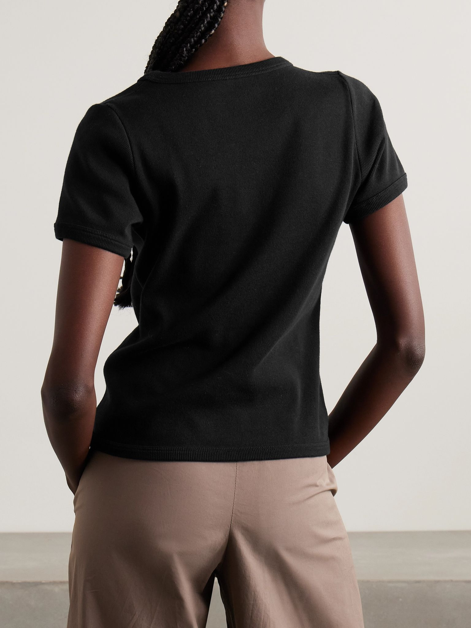 Torya ribbed cotton-jersey T-shirt Black - 4