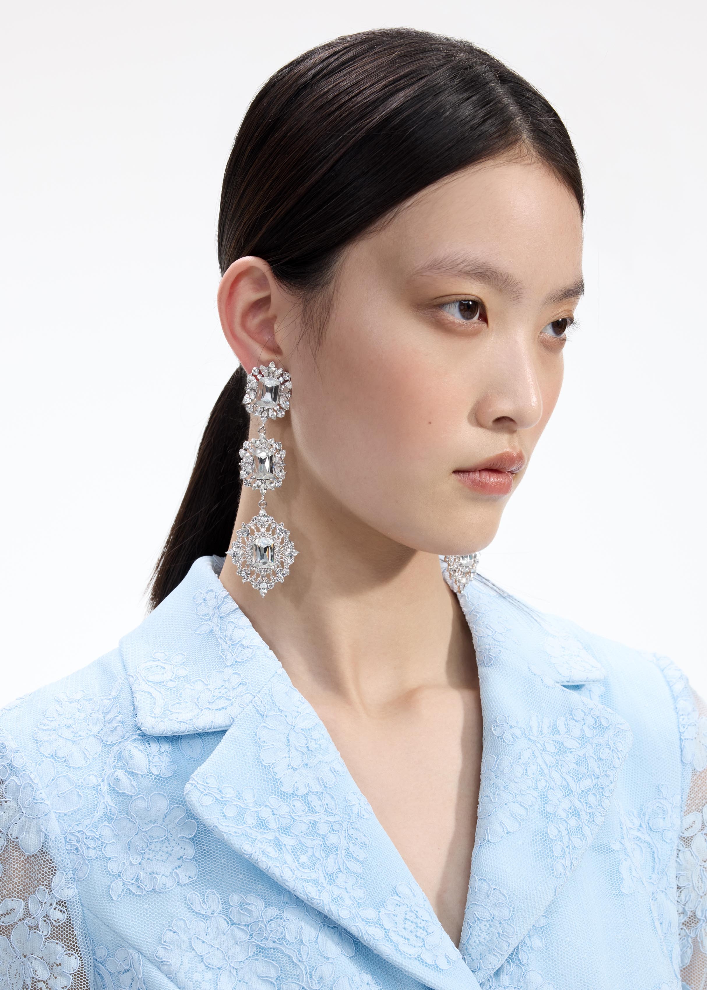 Crystal Tiered Earrings - 3