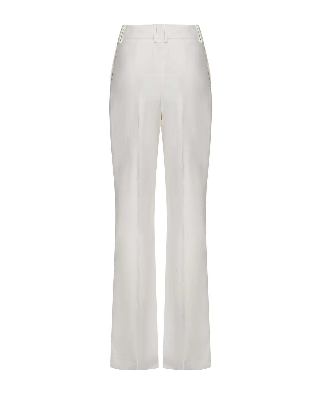 White Viscose Blend Trousers - 2
