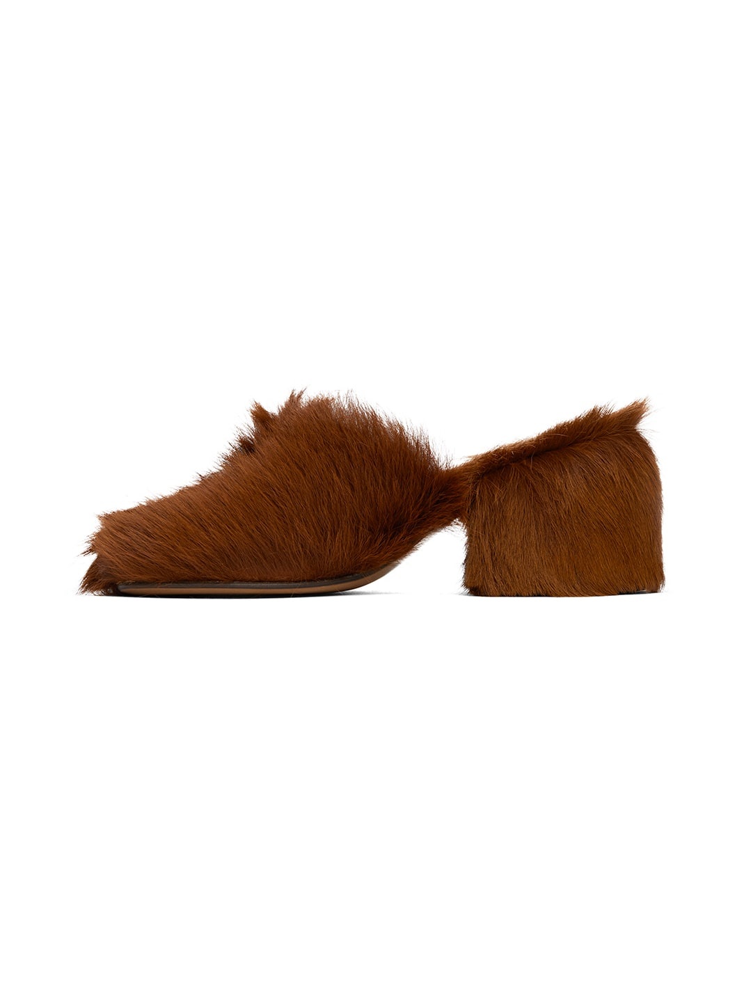 Brown Faux-Fur Mules - 3