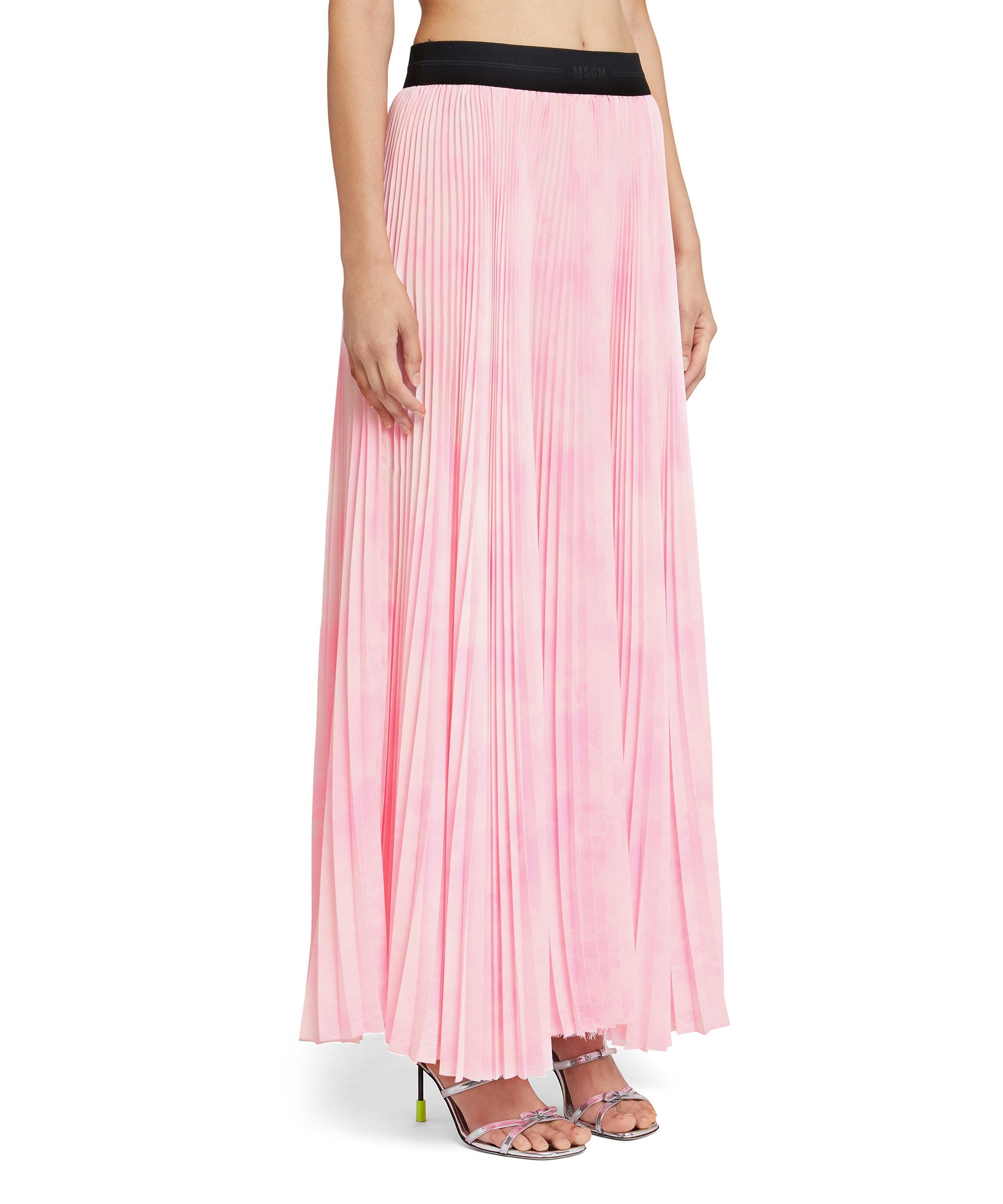 Crepe de chine pleated long skirt - 4