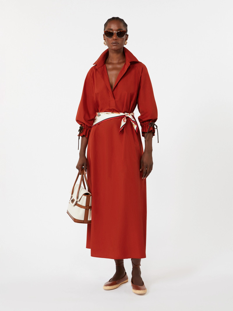 Max Mara MIRTO Oversized cotton poplin dress - RED outlook