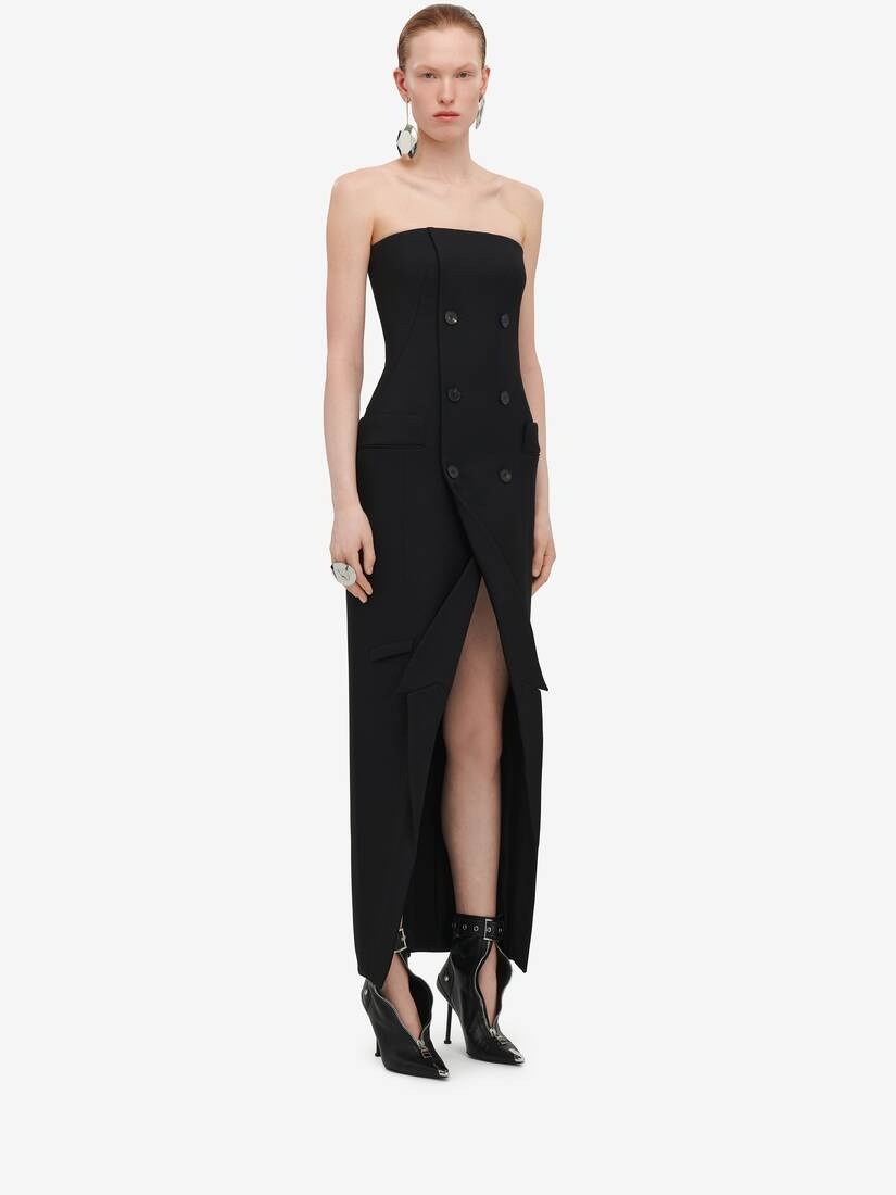 Women's Tailored Bustier Dress in Black - 3