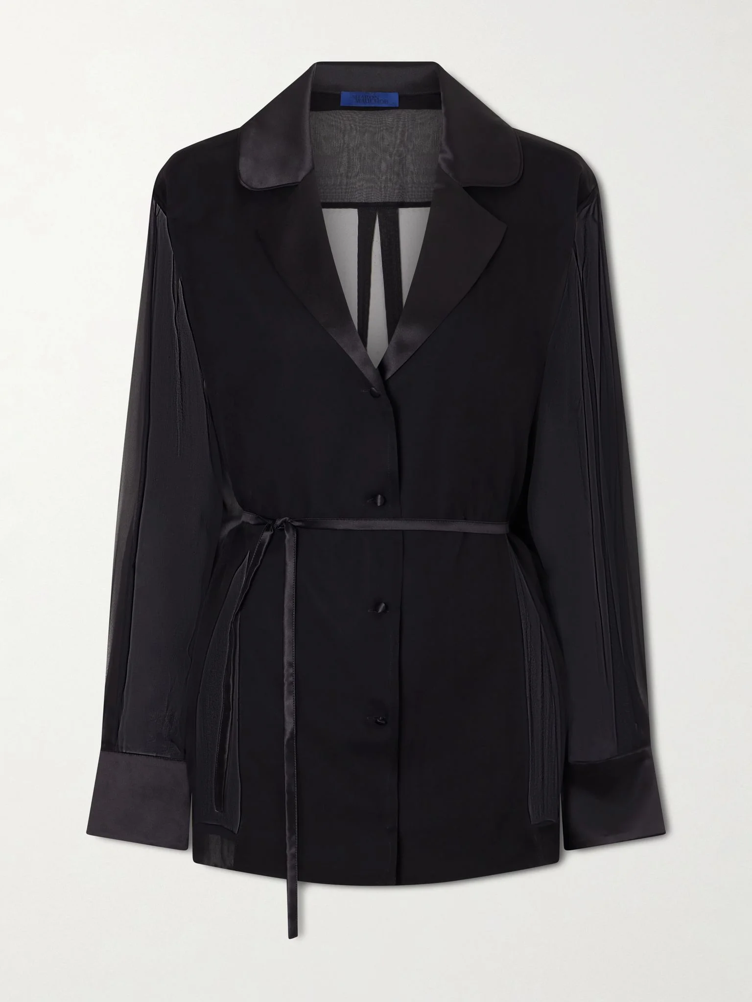 Bretagne belted silk jacket Black - 1