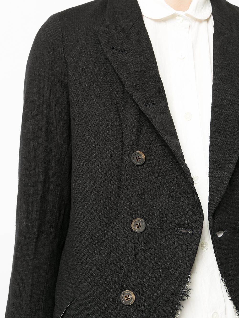 frayed-hem double-breasted blazer - 5